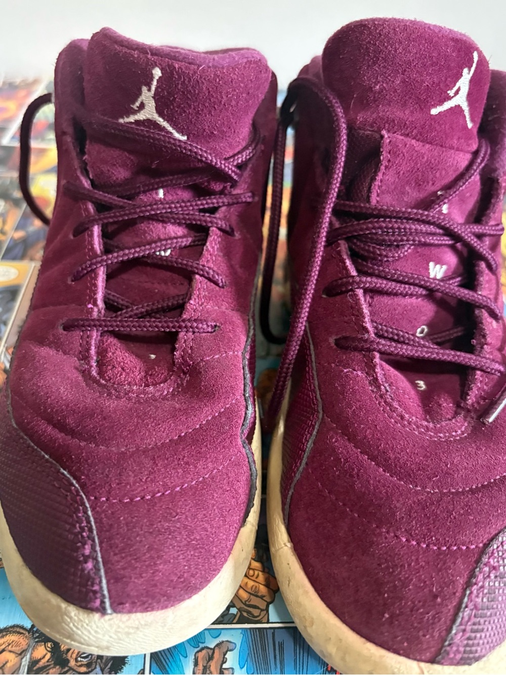 Jordan Burgundy Suede Sneakers with Off-White Sole